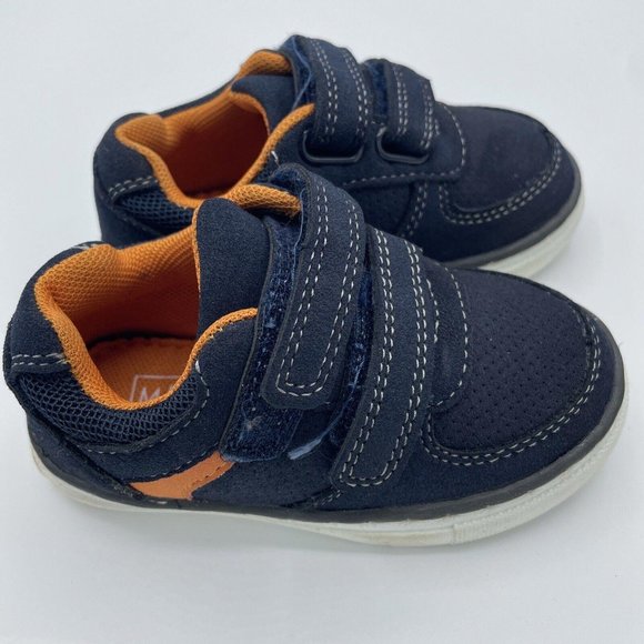 MAX + JAKE toddlers velcr0 sneakers in NAVY & ORANGE sz 5 - VGUC - Picture 4 of 6